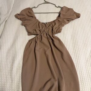 Love Tree Backless Tan Dress